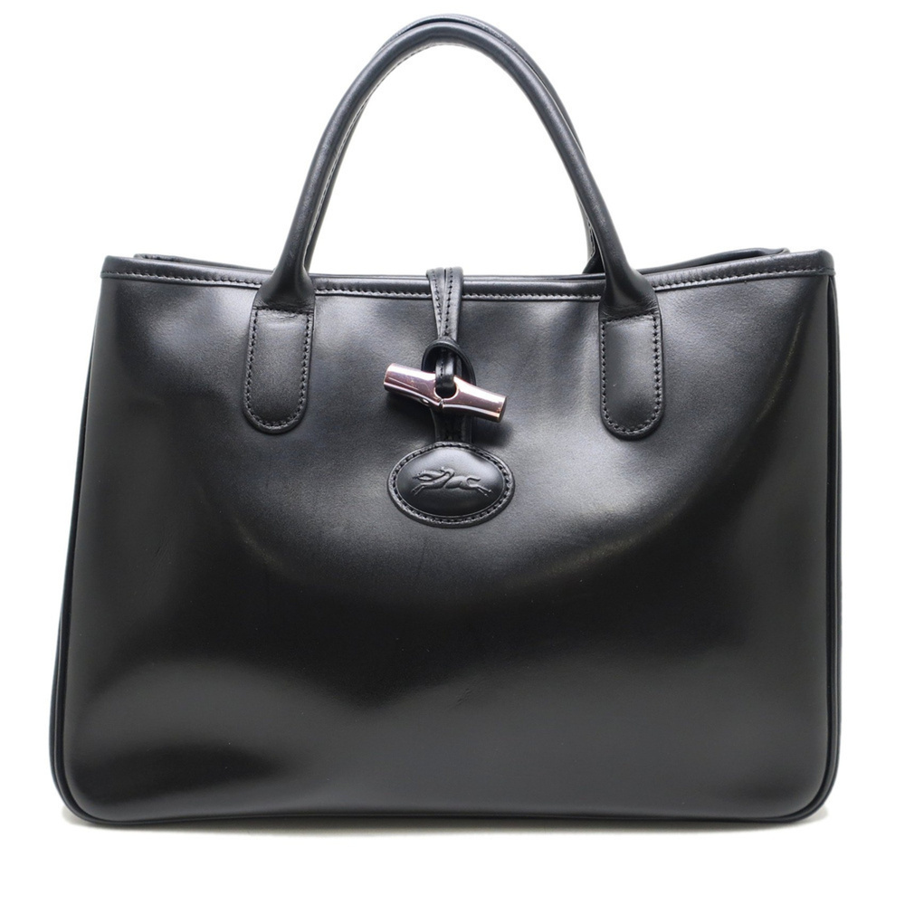 Longchamp Leather Tote Bag, Black, Women's, 450332